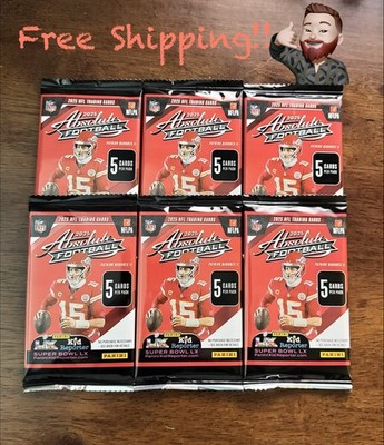  Lot Of 6: 2025 Panini Absolute NFL Football 5 Card Packs Patrick Mahomes