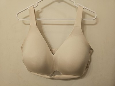 Cacique Beige Wireless Lightly Lined Full Coverage Bra 42G Hook & Eye