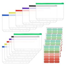 12pcs A5 Binder Pockets 6 Hole A5 Binder Inserts with 42 Adhesive Binder