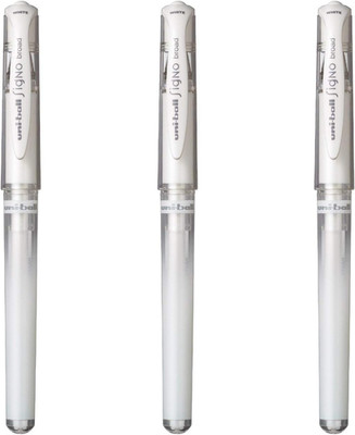 uni-ball Mitsubishi Pencil   3 Tintenroller, Geltinte Signo Broad weiß   Spitze
