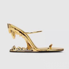 Women's Metal High Special Tiger Teeth Heels Sandals Large Size Western Slippers