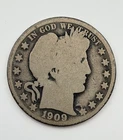 1909-O Barber Half Dollar 1/2 50c New Orleans Mint 90% Silver US Coin