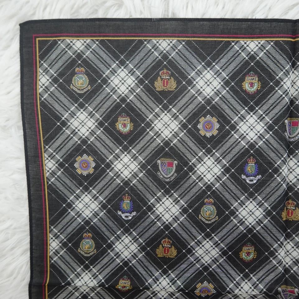 Mini Bufanda Cuadrada de Bolsillo CHAPS RALPH LAUREN Paisley Algodón Negro 18" X 18" Q50 Foto 2 de 4