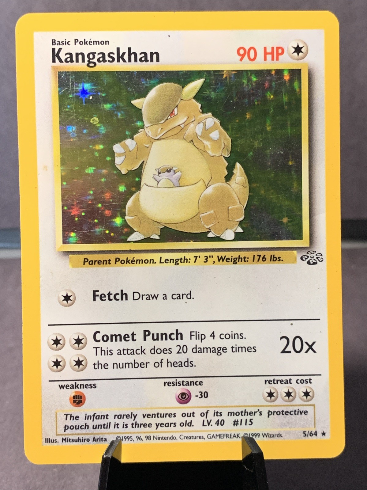 Pokemon TCG Kangaskhan Holo Rare Jungle Unlimited 5/64 Vintage WOTC 1999 LP