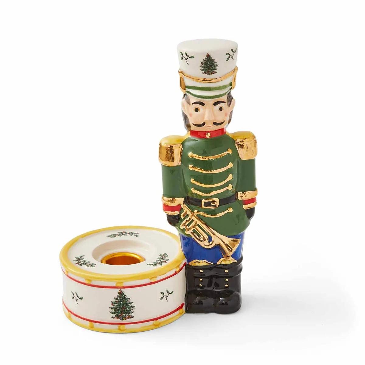 Christmas Tree Nutcracker Candle Holder, Green