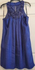 Alexia Admor New York Sleeveless Mini- Dress Royal Blue Lined Glimmer 