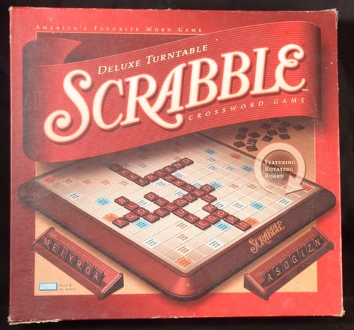 Scrabble Deluxe Turntable Board Game 2001 Hasbro Rotating Vintage