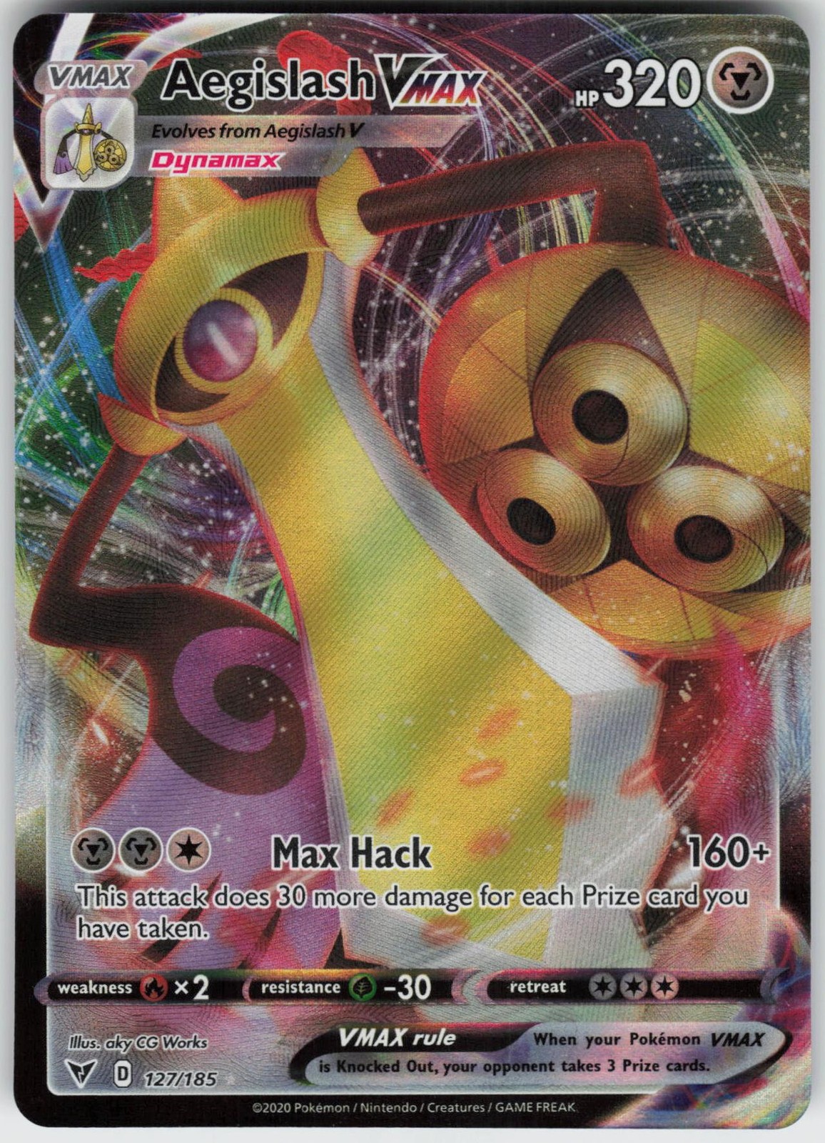 Aegislash VMAX 127/185 VMAX Rare Vivid Voltage Pokemon Near Mint