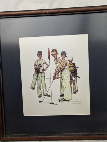 Vintage Norman Rockwell - “Missed!” Golf Art - Matted and Framed +"Oh Yeah!?" - Picture 2 of 10
