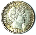 1914 D 10c Barber Silver Dime Rare Ten Cents Denver AU