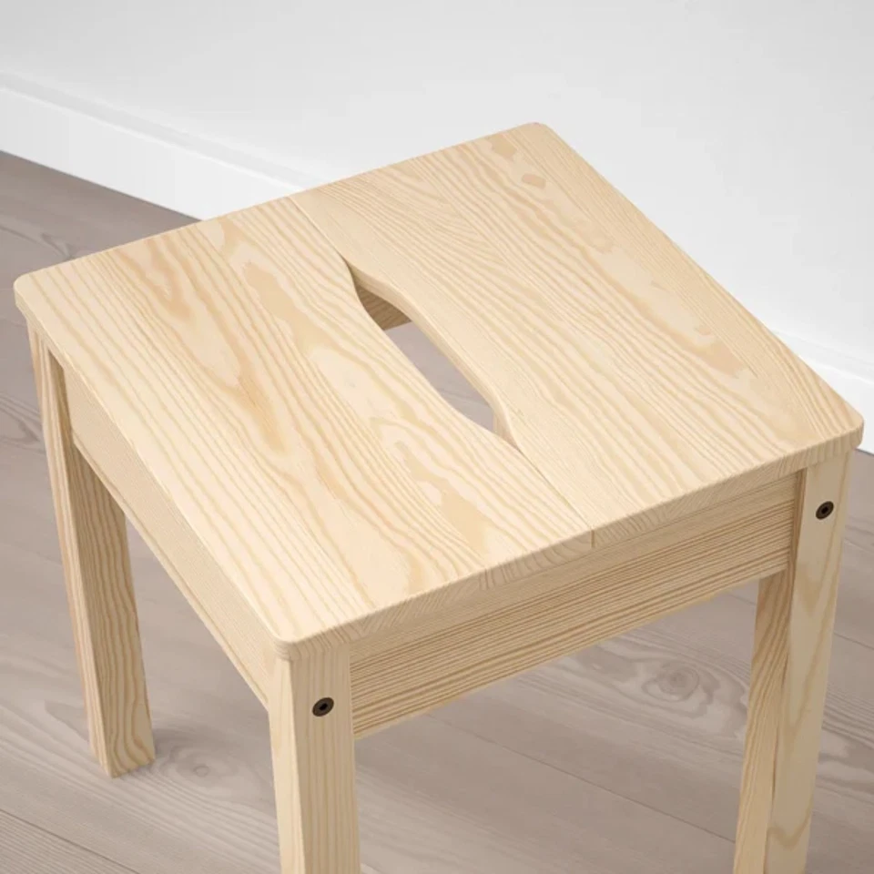 IKEA Solid Pine Wooden Stool Stackable Side Table Extra Seat Hallway Furniture - Image 3 of 4