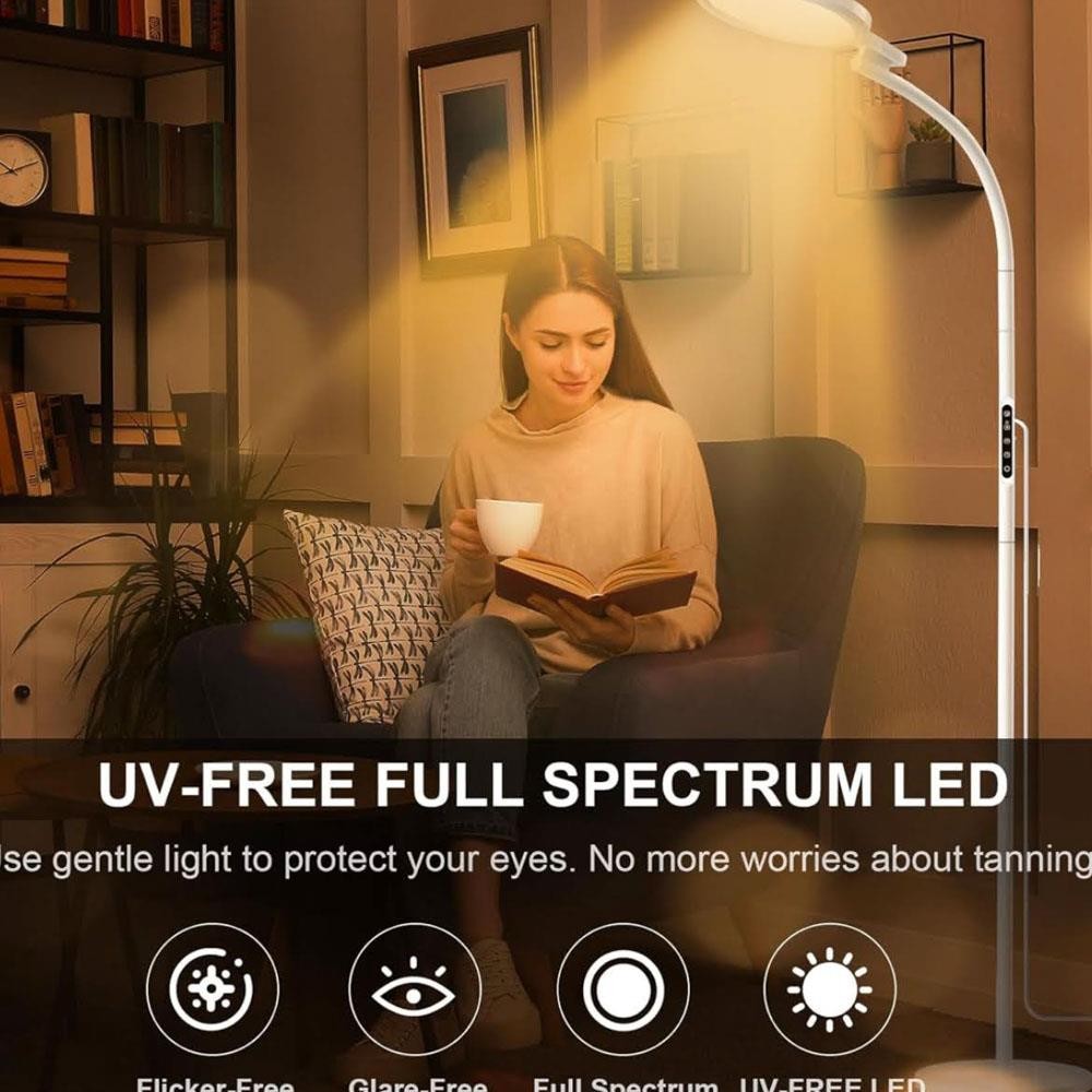Lampada a luce diurna 3 in 1 terapia della luce, lampada a luce diurna da terra rotonda, foto 3