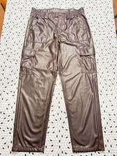 American Eagle Vegan Leather Cargo Pants in Burgundy