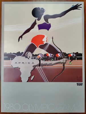 Original 1980 Olympiade Levi's Poster Afrika Leichtathletik