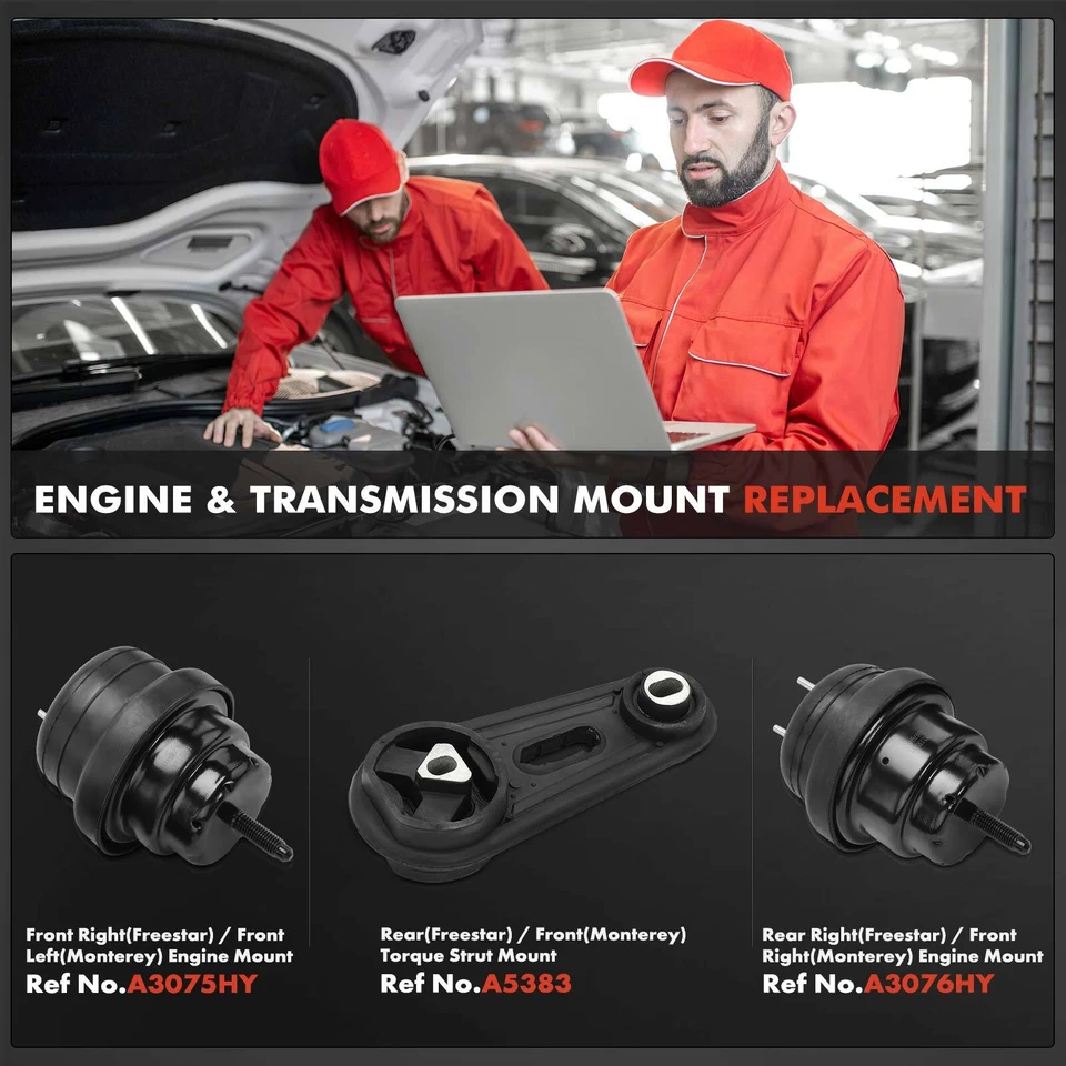 Montaje de motor y puntal de par de 3 piezas para Ford Freestar Mercury Monterey 2004-2007 Foto 2 de 4