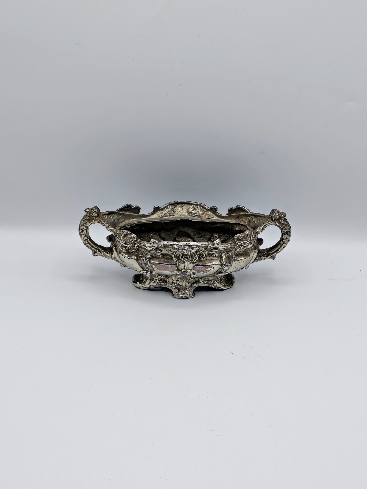 French Antique Belle Epoque Metal Jardiniere Planter Flower Pot Vase Centerpiece