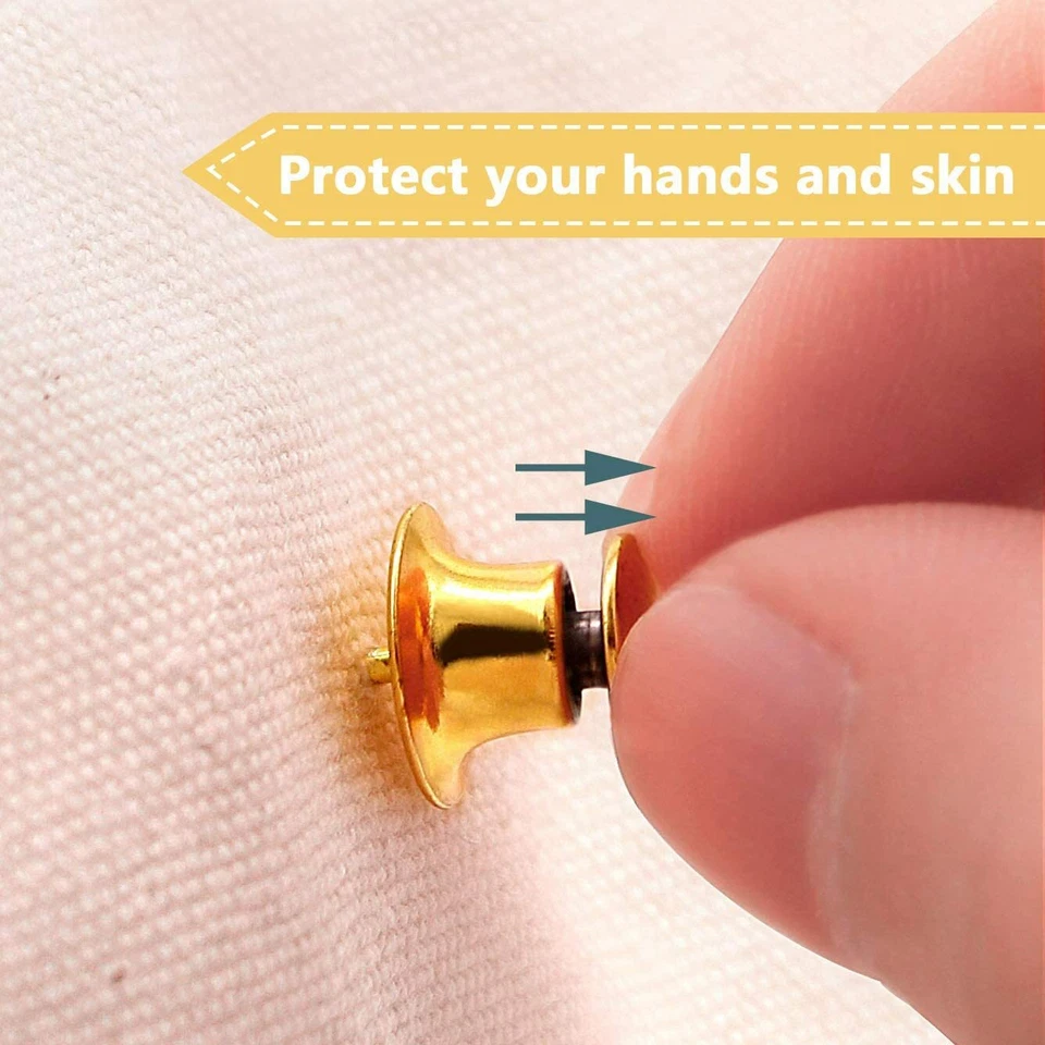 Pasador de bloqueo de metal de 80 piezas respaldos guardianes broche de calidad profesional respaldos dorados plateados Foto 4 de 4