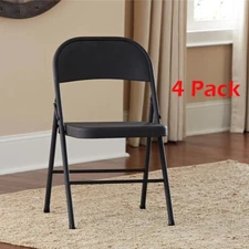 4 Pack Steel Folding Chairs Set Heavy-duty Home Office Waiting Room Party Black