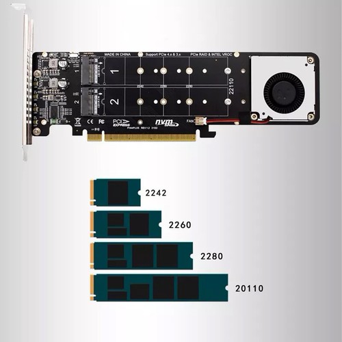 PCIE 4.0 x16 To M.2 M-Key NVME SSD Expansion Card,Supports 4 Nvme M.2 SSD USAKf - Afbeelding 8 van 8