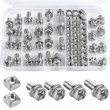 64 Pcs Battery Bolts and Nuts, M6 Stainless Steel Motorcycle Battery Terminal