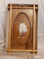 QUADRO CINESE CON MADREPERLA FINE DEL XX SECOLO VINTAGE VELIERO CINESERIA