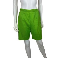 Vintage 60s Lime Green Shorts Womens Small High Waisted Pin Up
