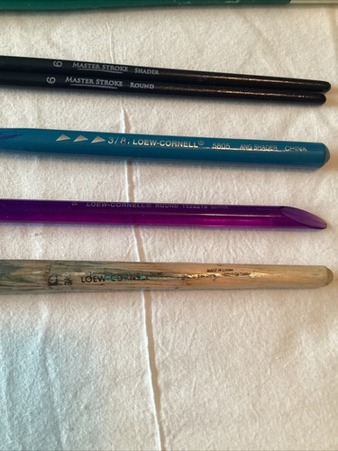Lot Of 9 Artist Paintbrushes Loew Cornell ~Schwee ~Master Stroke ~Craftsmart - Picture 2 of 6