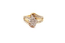 Gold Plated Sterling Silver 925 Diamond Ring Size 7 T4