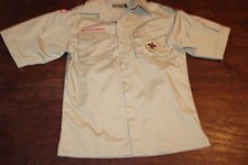 Boy Scouts of America BSA Youth Shirt Tan Large Glued Patches