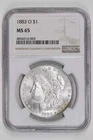 1883-O MORGAN DOLLAR NGC MS65 PRETTY RAINBOW REVERSE!