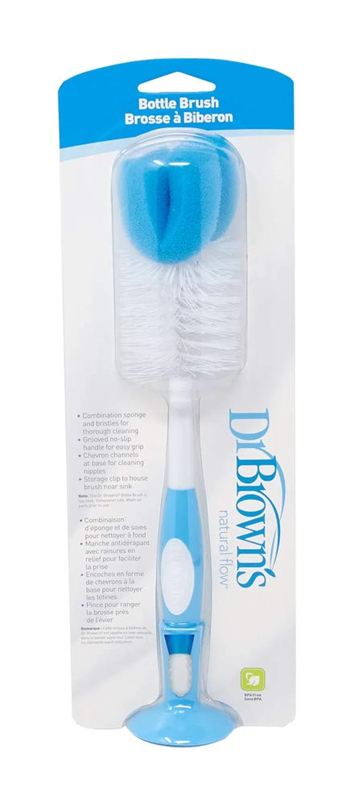 Dr. Brown'S Baby Bottle Brush with Sponge and Scrubber - Blue
