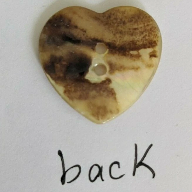 White Heart Genuine Shell 2 hole button 1" JHB Buttons - Image 2 of 2