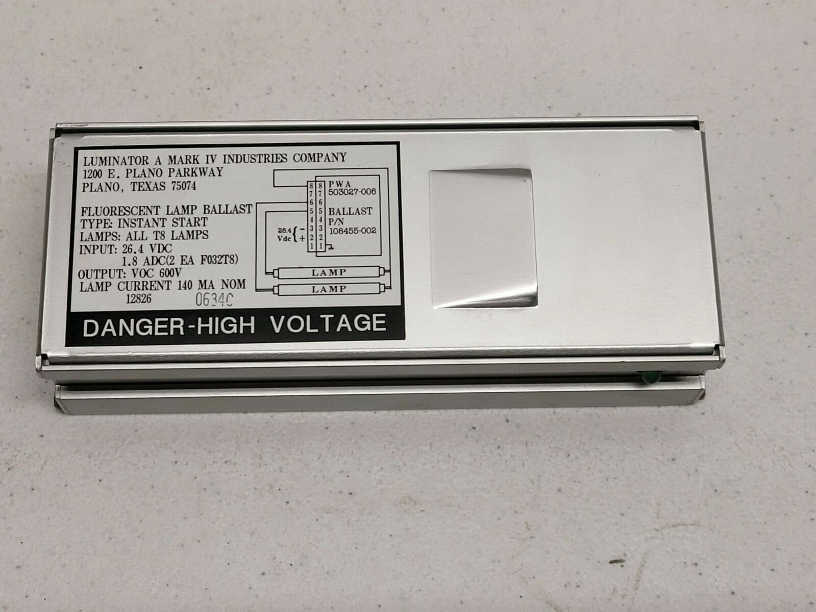 LUMINATOR FLUORESCENT LAMP BALLAST INPUT 26.4 VDC, OUTPUT VOC 600V 108455-002-image