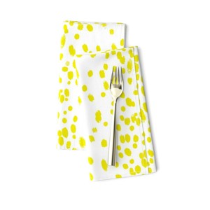 Yellow Polka Dot White Spots Polka Cotton Dinner Napkins by Roostery Set of 2