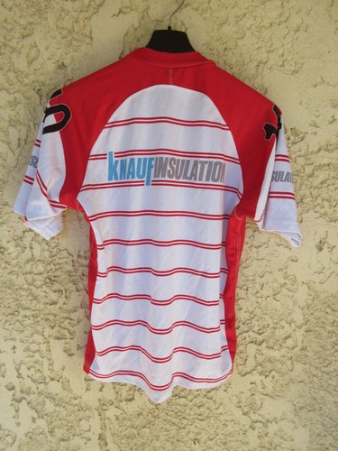 Maillot Rugby Tarbes Pyrenees Matmut Duarig porté #22 Rouge et blanc