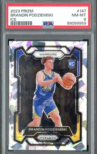 2023-24 Panini Prizm Ice Prizm Brandin Podziemski #147 PSA 8 Rookie RC