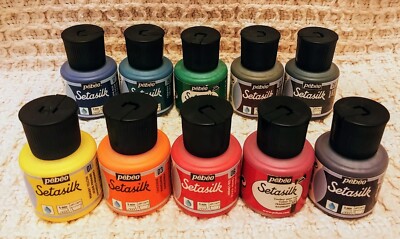 Pebeo Setasilk 10 Assorted Colors Silk Fabric Paint Textile Craft Art 45 ml each