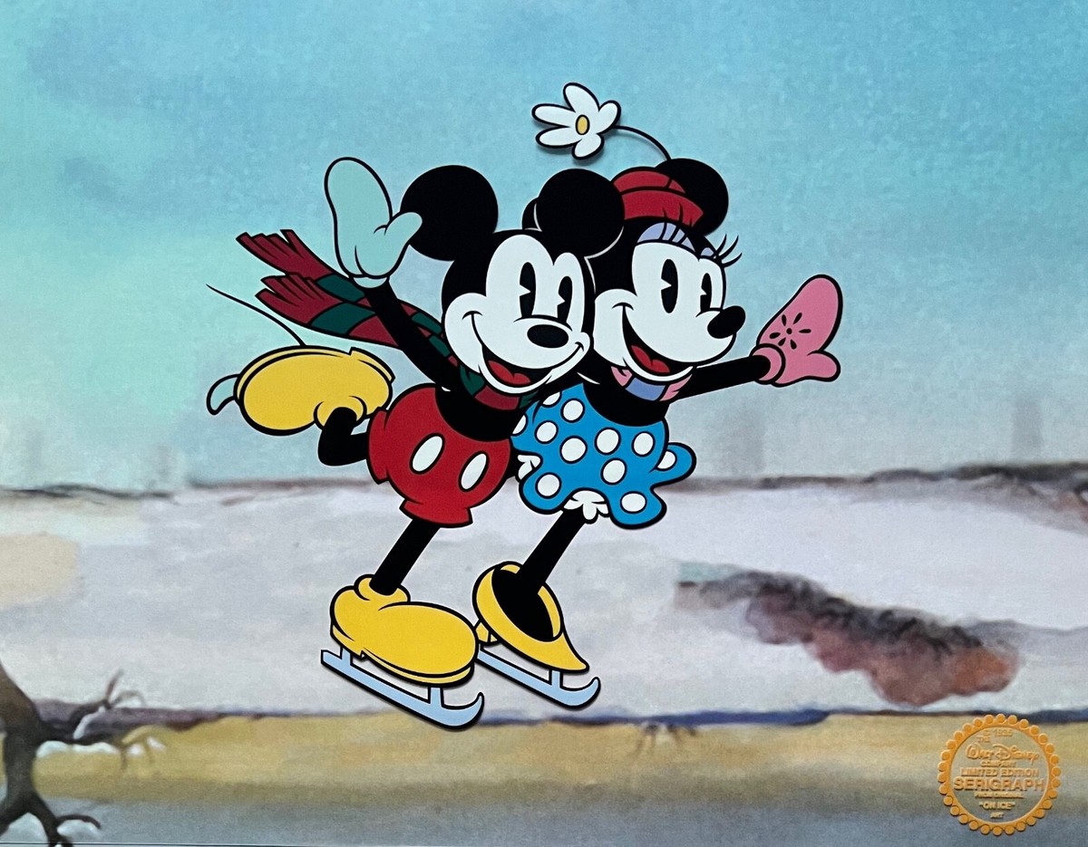 DISNEY MICKEY & MINNIE MOUSE ON ICE Sericel Animation Art Cel ICE