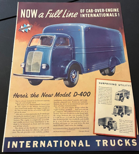 1940 International Trucks D-400 - Vintage Original Color Print Ad / Wall Art