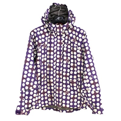 DIDRIKSONS Women'S Storm System Jacket Size S Hooded Purple Dotted Pattern