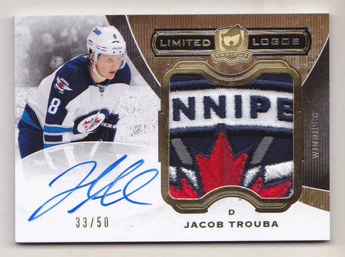 14-15 The Cup Jacob Trouba /50 Auto TOP PATCH Limited Logos Winnipeg Jets 2014