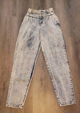 VTG 80s Mixed Blues Acid Wash Jeans Juniors Sz 3 XXS 22"W High Waist USA