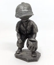 Vintage Hudson Pewter Walli Ortman 037 Baseball Player Miniature Figurine 