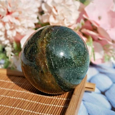 2.2" Natural Green Mica Healing Crystal Decorative Ball Divination Energy Sphere