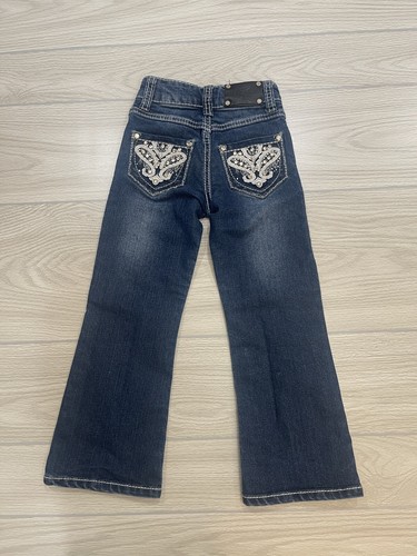 Wired Heart Dark Wash Bling Western Cowgirl Bootcut Jeans Little Girls Size 5 - Picture 17 of 17