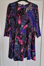 Tu Women Top Tunic Paisley Pattern 3/4 Sleeve A-line 