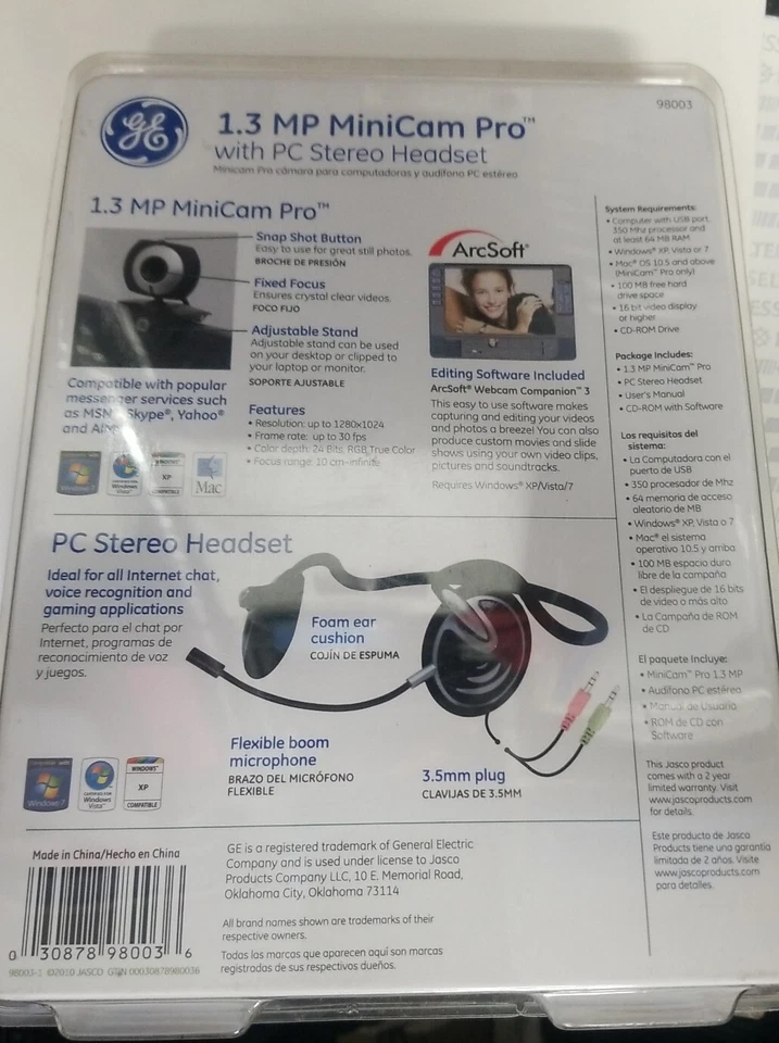 GE 1.3 MP MINICAM PRO con auriculares estéreo PC NUEVOS EN CAJA Foto 2 de 2