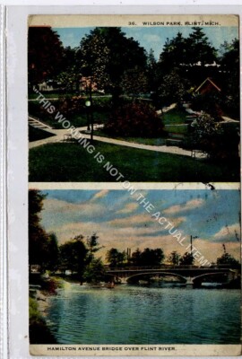 (Ga9574-477) Zwei Ansichten von Flint, Michigan City, Indiana, USA 1924 sehr guter Zustand