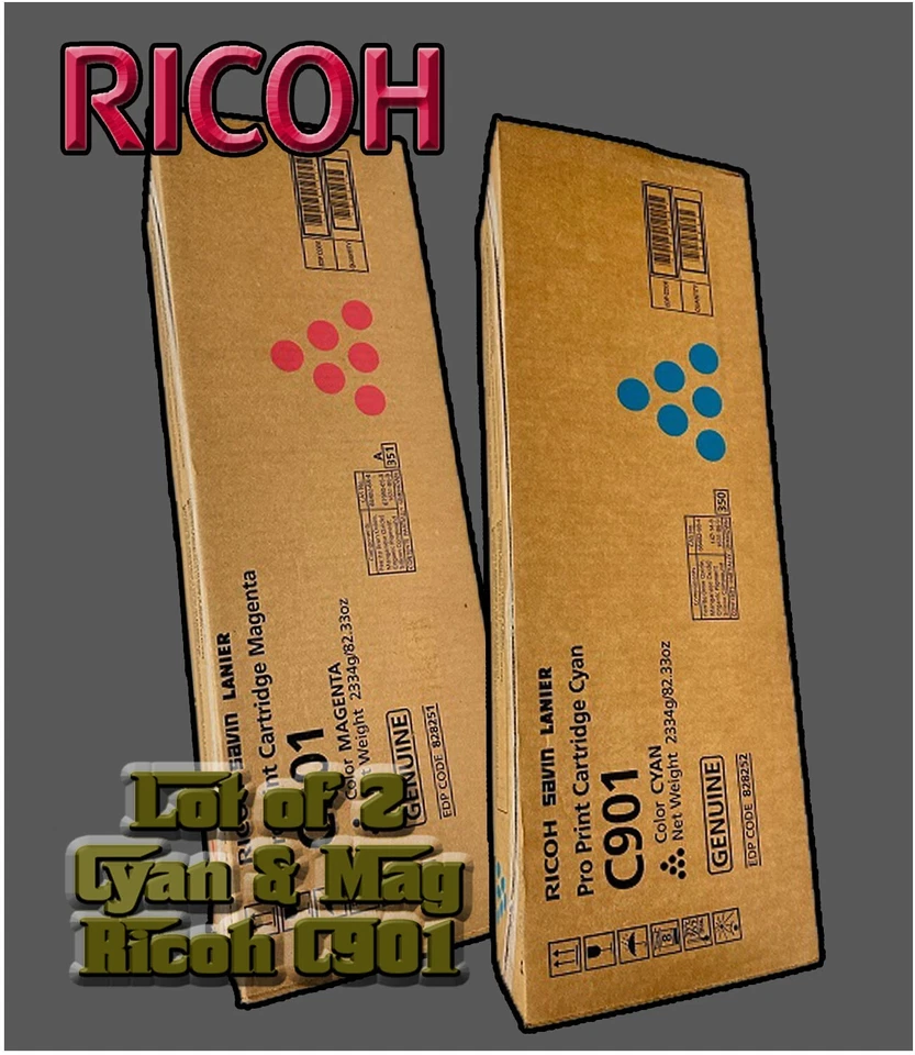 Ricoh Savin Lanier Pro C901  Lot of 2 per ORDER 1 Cyan 828252 & 1 Magenta 828251 - Image 4 of 4