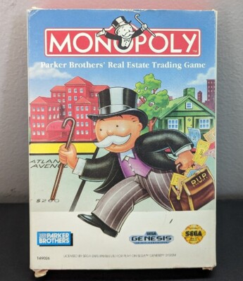 Vintage 1992 Sega Genesis Monopoly Game w/ Manual, Etc (TESTED / WORKS)